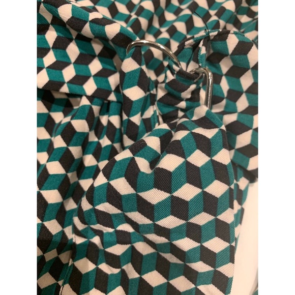 H&M green geometric print midi dress size 2 - Picture 4 of 5